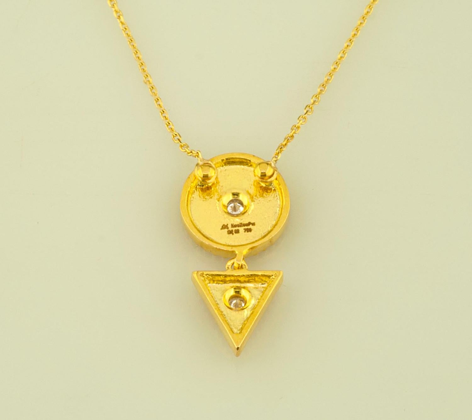 Georgios Collections 18 Karat Yellow Gold Diamond Geometric Pendant Necklace In New Condition For Sale In Astoria, NY