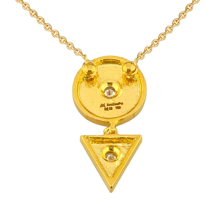 Women's Georgios Collections 18 Karat Yellow Gold Diamond Geometric Pendant Necklace For Sale