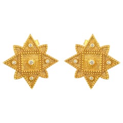Georgios Collections 18 Karat Yellow Gold Diamond Geometric Star Stud Earrings