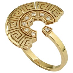 Georgios Kollektionen 18 Karat Gelbgold Diamant Griechischer Schlüssel Design Ring