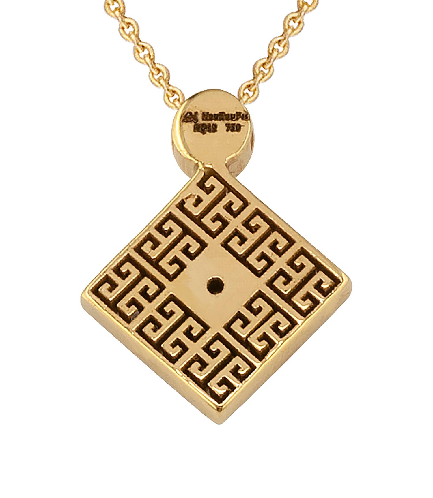 Classical Greek Georgios Collections 18 Karat Yellow Gold Diamond Greek Key Pendant Necklace For Sale