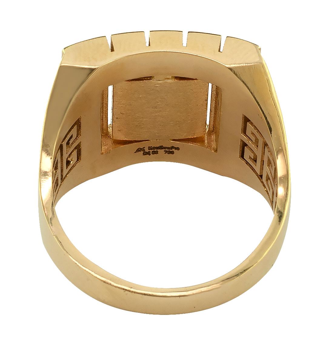 Georgios Collections 18 Karat Yellow Gold Diamond Greek Key Unisex Band Ring In New Condition For Sale In Astoria, NY