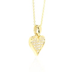 Georgios Collections 18 Karat Yellow Gold Diamond Heart Pendant Necklace