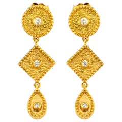Pendants d'oreilles pendants Georgios Collections en or jaune 18 carats et diamants