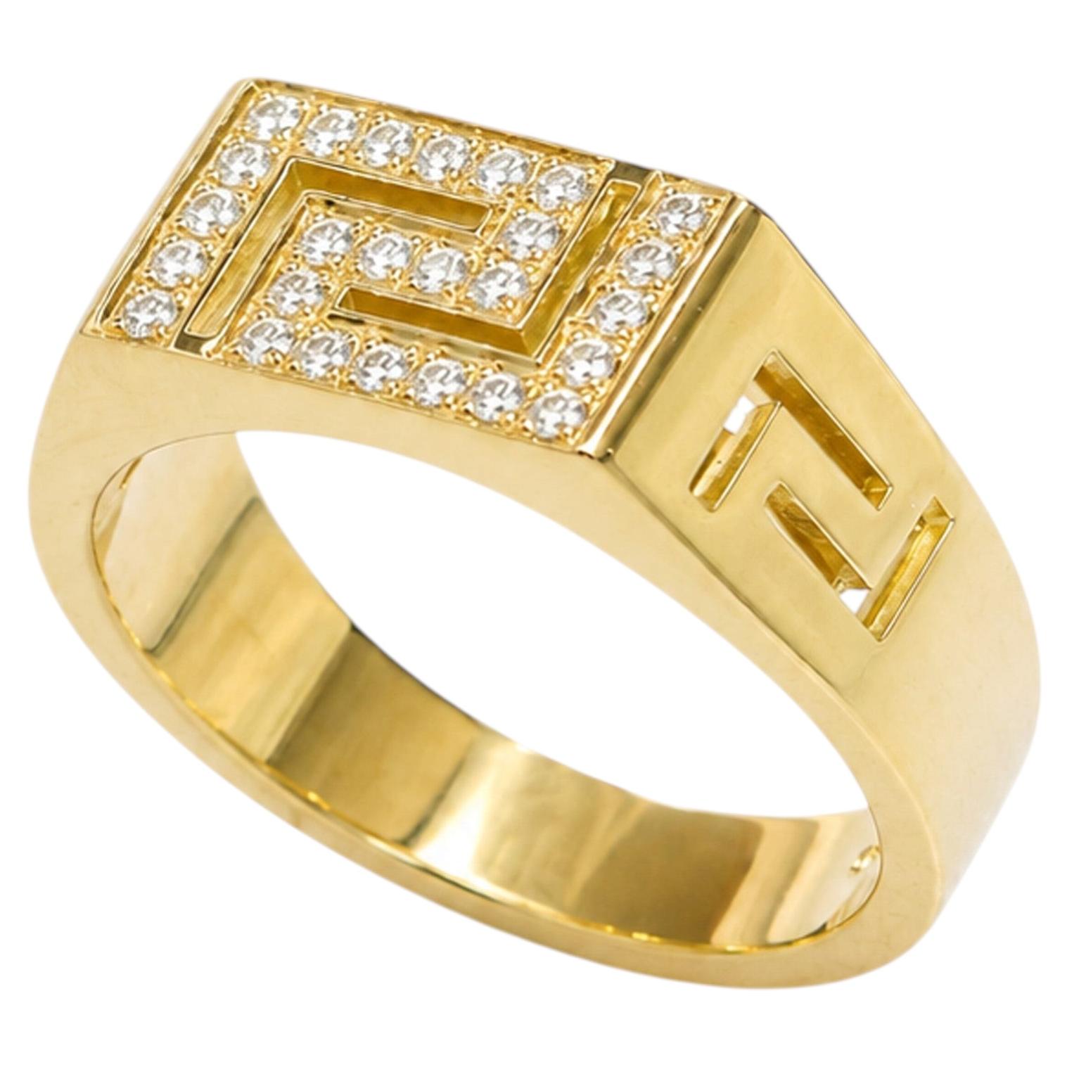 Anello "Meander" con diamanti in oro giallo 18 carati di Georgios Collections