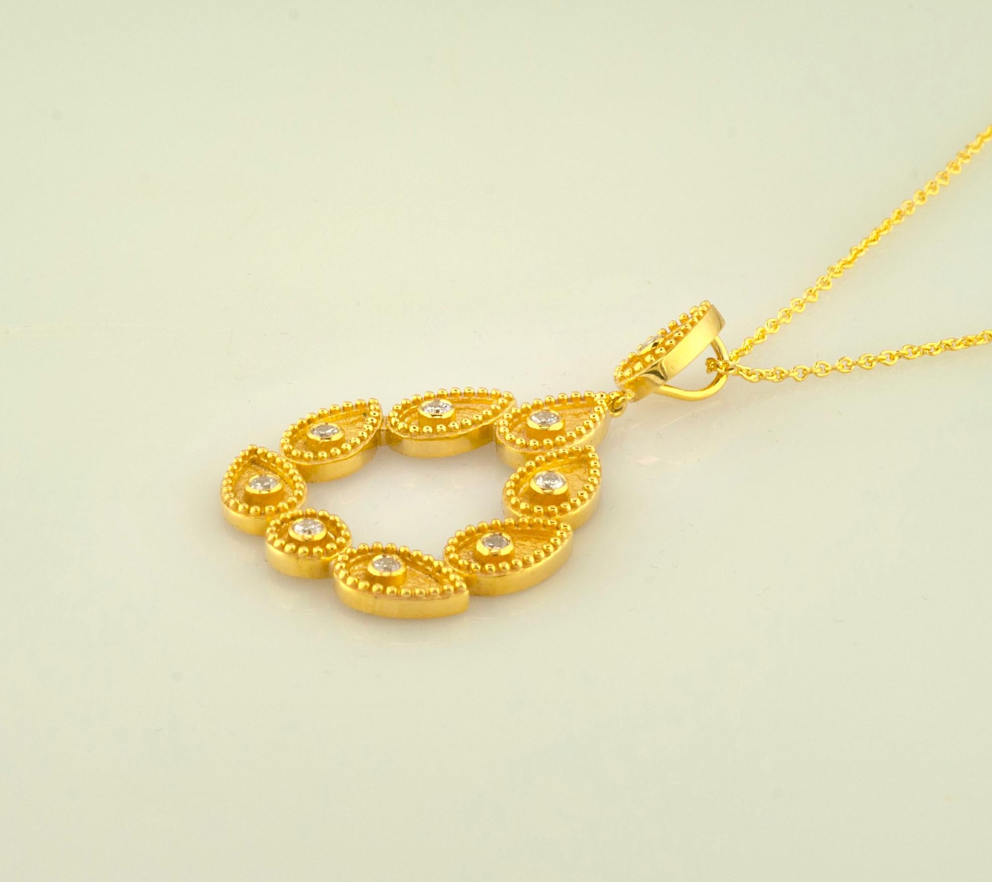 Georgios Kollektionen 18 Karat Gelbgold Diamant Birnenförmiger Anhänger Halskette im Angebot 5