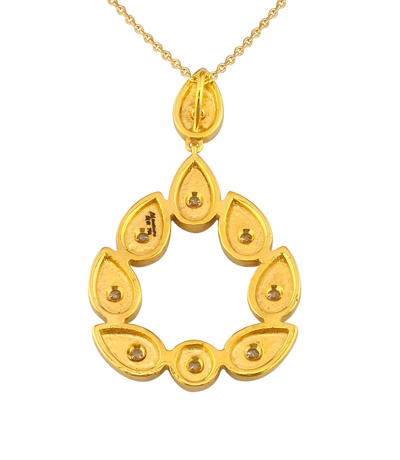 Georgios Collections 18 Karat Yellow Gold Diamond Pear Shape Pendant Necklace For Sale 2
