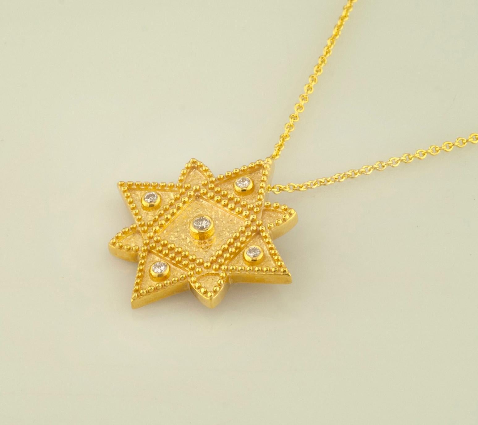 Georgios Kollektionen 18 Karat Gelbgold Diamant-Anhänger-Halskette mit Kette im Angebot 4