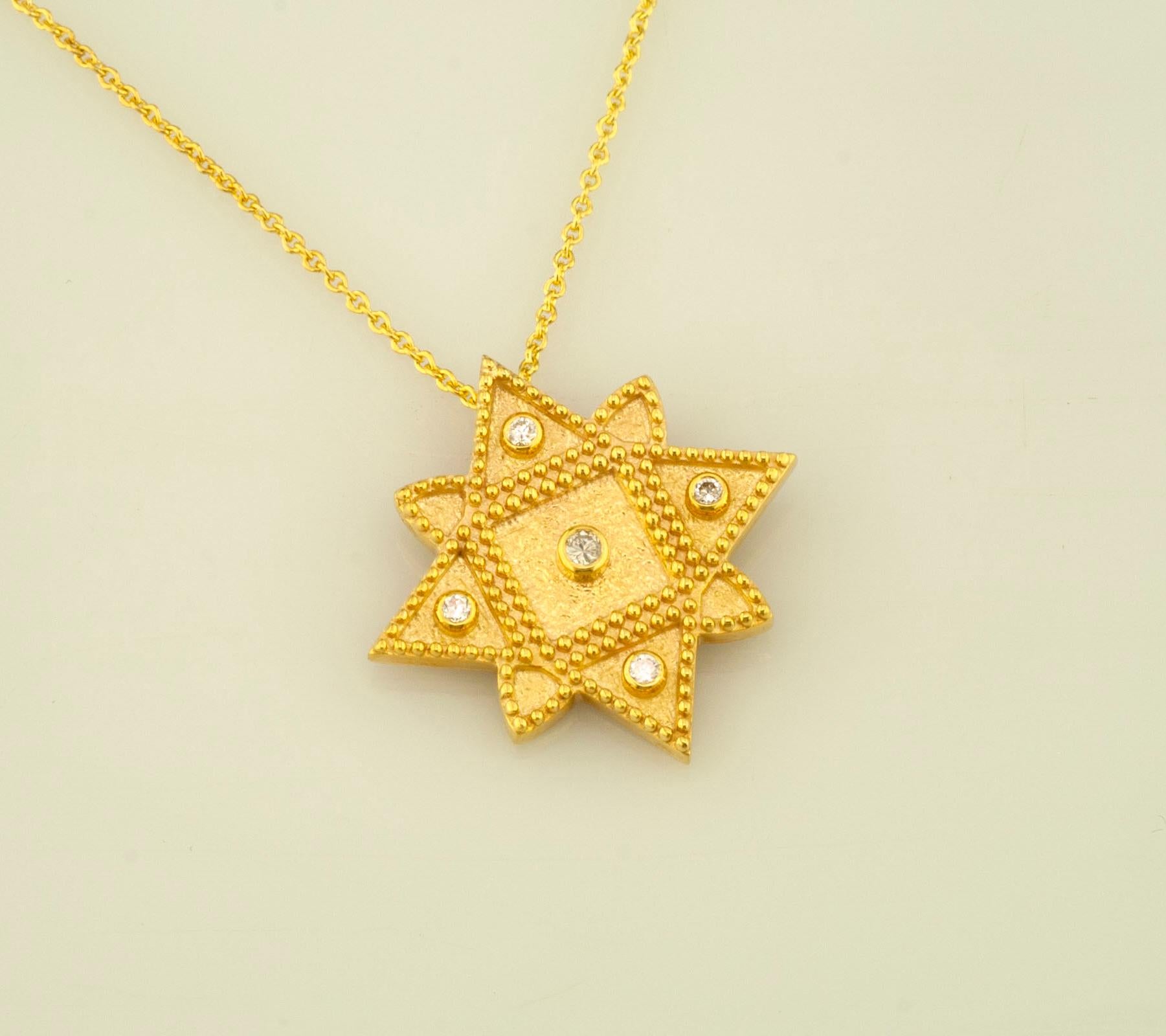 Georgios Kollektionen 18 Karat Gelbgold Diamant-Anhänger-Halskette mit Kette im Angebot 5