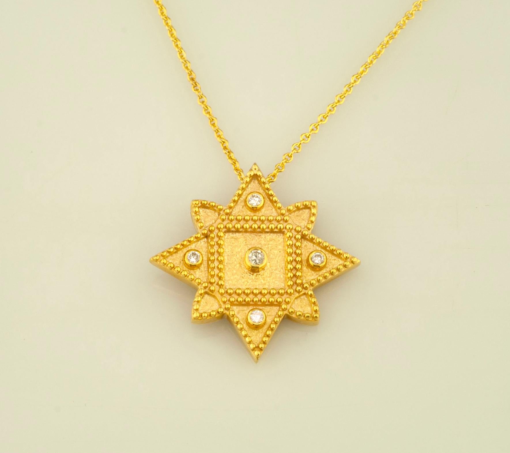 Georgios Kollektionen 18 Karat Gelbgold Diamant-Anhänger-Halskette mit Kette im Angebot 1