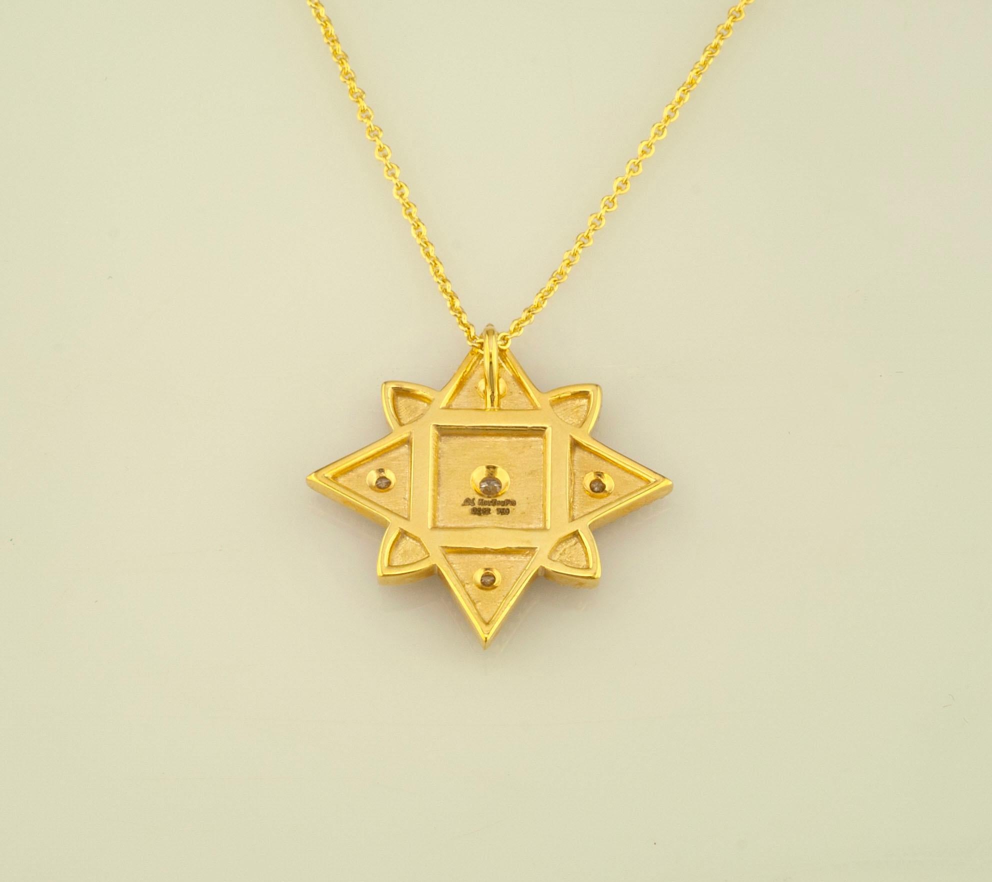 Georgios Kollektionen 18 Karat Gelbgold Diamant-Anhänger-Halskette mit Kette im Angebot 2