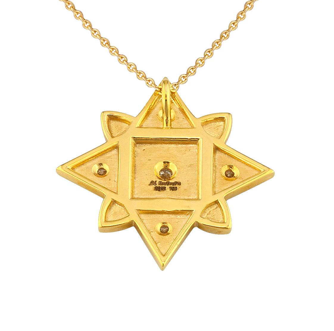 Georgios Kollektionen 18 Karat Gelbgold Diamant-Anhänger-Halskette mit Kette im Angebot 3