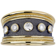Georgios Collections 18 Karat Yellow Gold Diamond Two-Tone Rhodium Band Ring