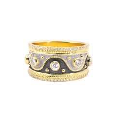 Georgios Collections 18 Karat Yellow Gold Diamond Ring with Black, White Rhodium