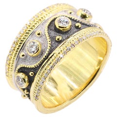 Georgios Collections Anillo de Diamantes de Oro Amarillo de 18 Kilates con Rodio Negro y Blanco