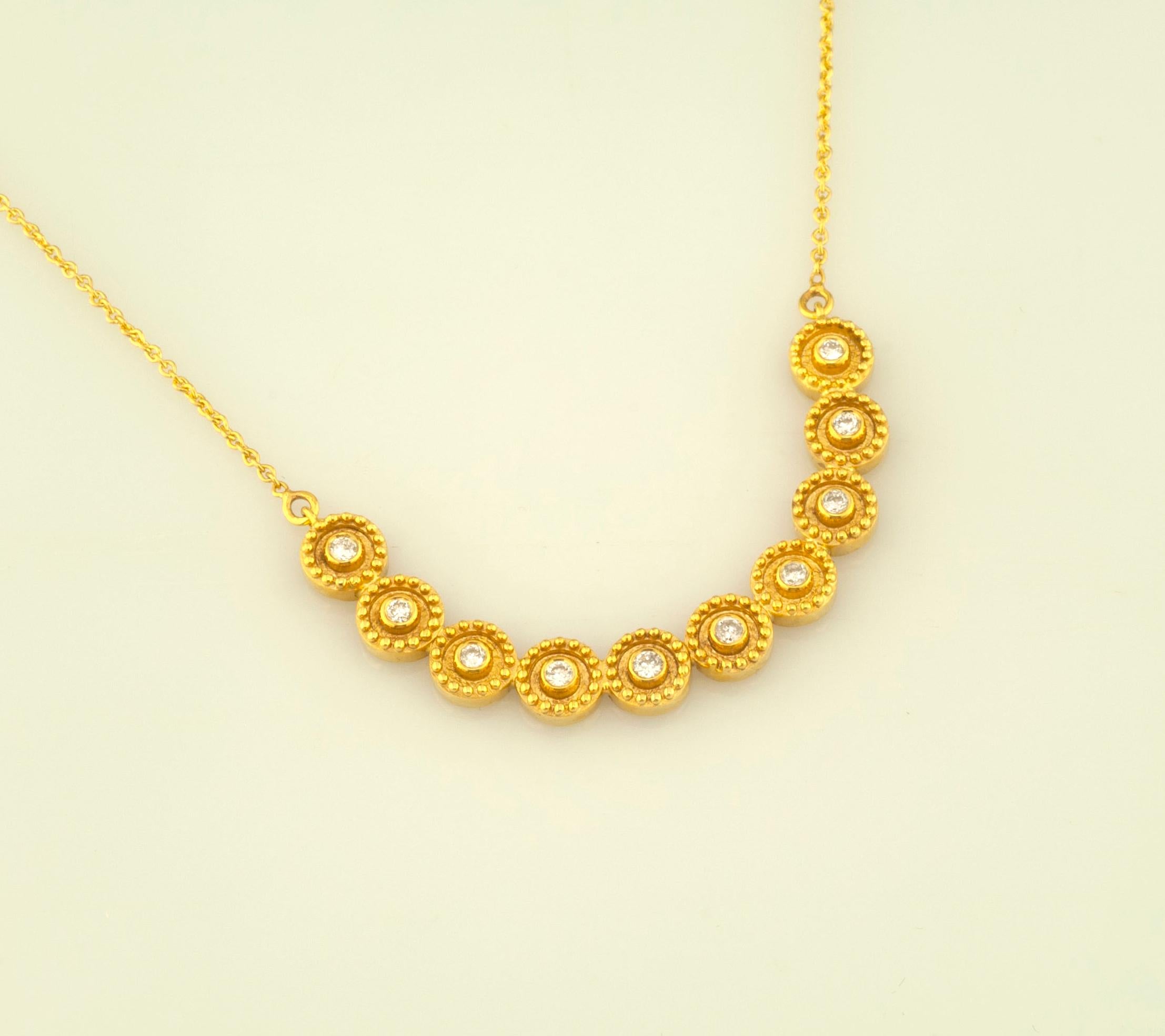 Collar Colgante Cadena Redonda Diamantes Oro Amarillo 18 Kilates Georgios Collections en venta 4