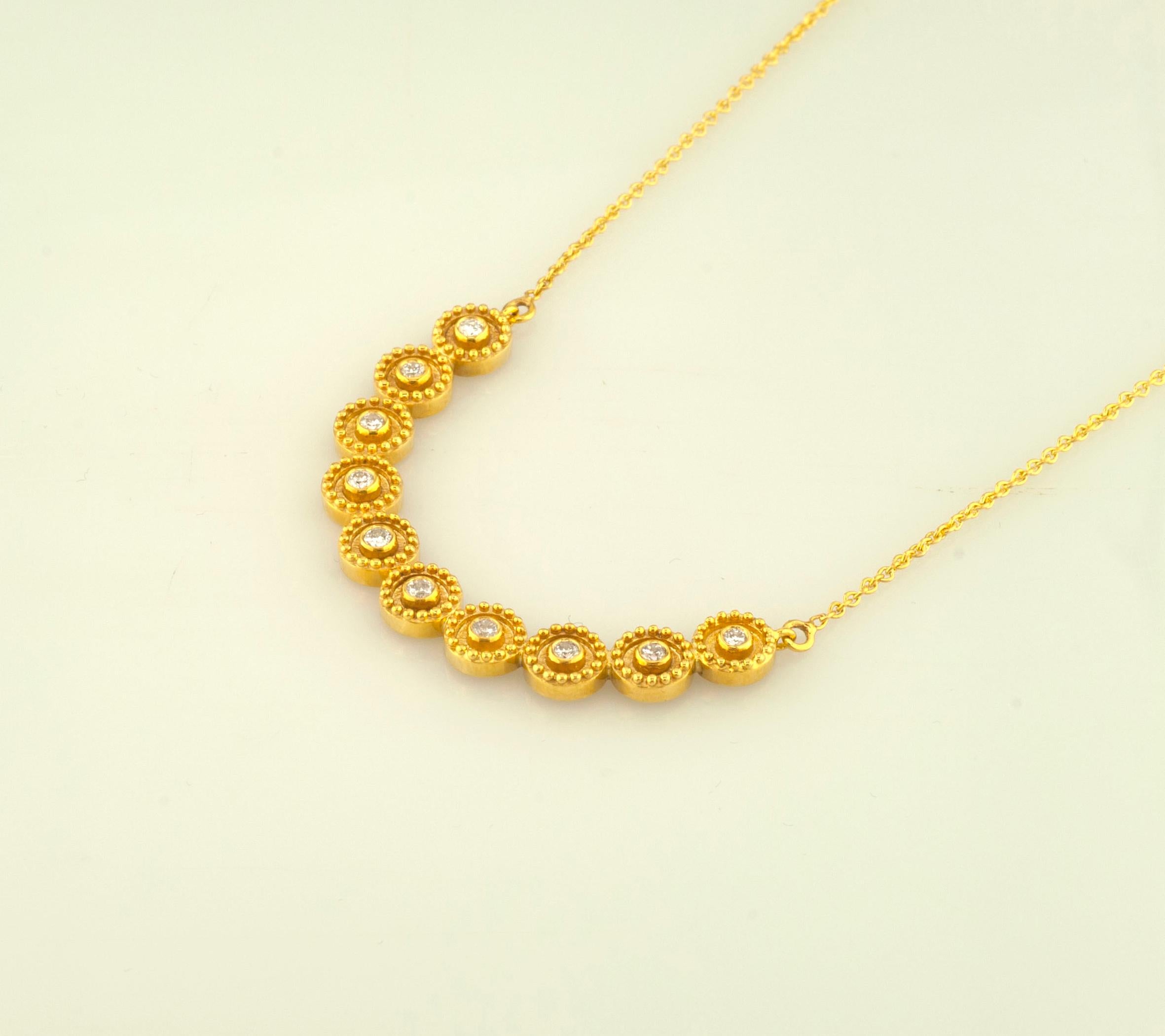 Collar Colgante Cadena Redonda Diamantes Oro Amarillo 18 Kilates Georgios Collections en venta 5