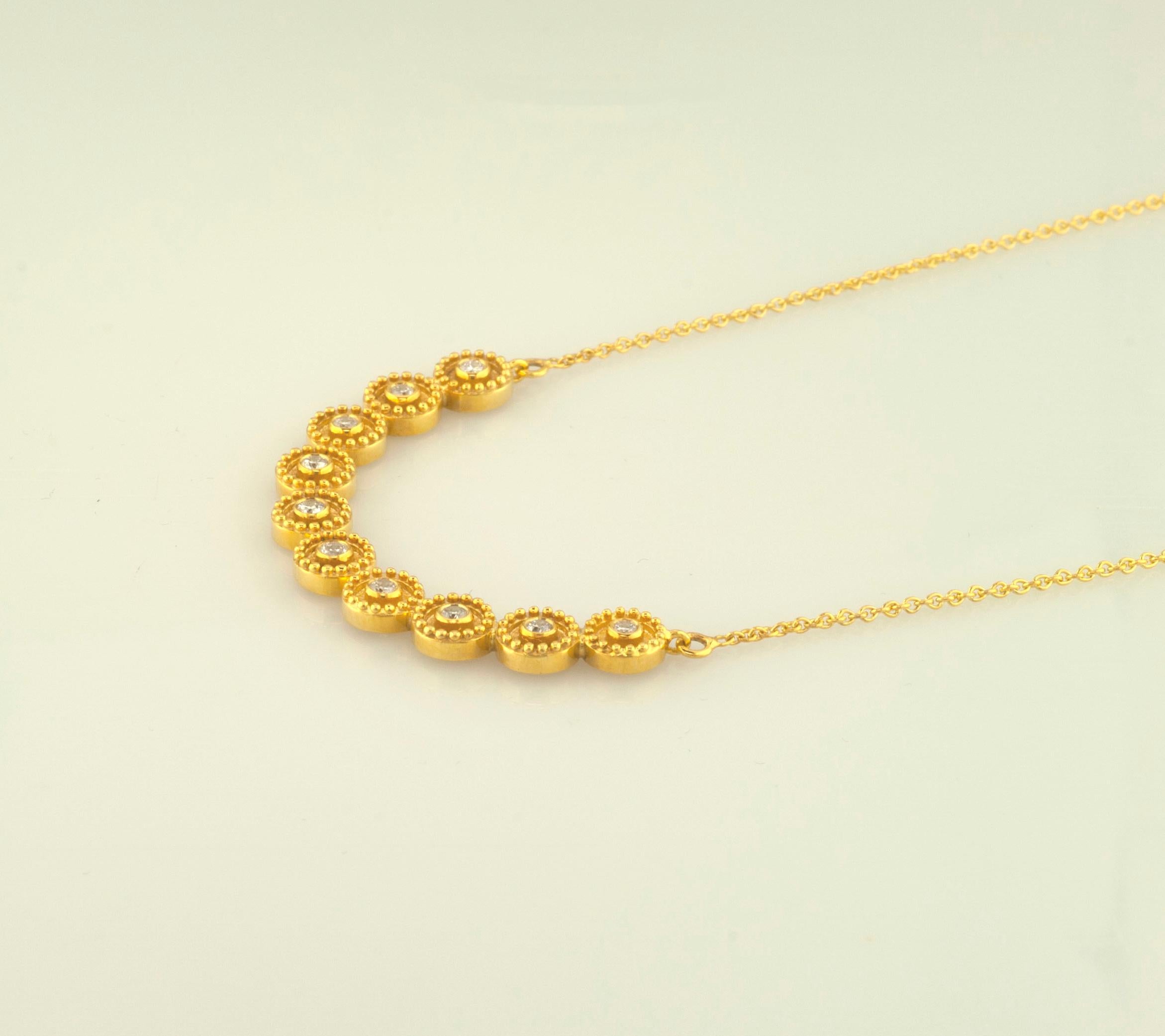 Collar Colgante Cadena Redonda Diamantes Oro Amarillo 18 Kilates Georgios Collections en venta 6