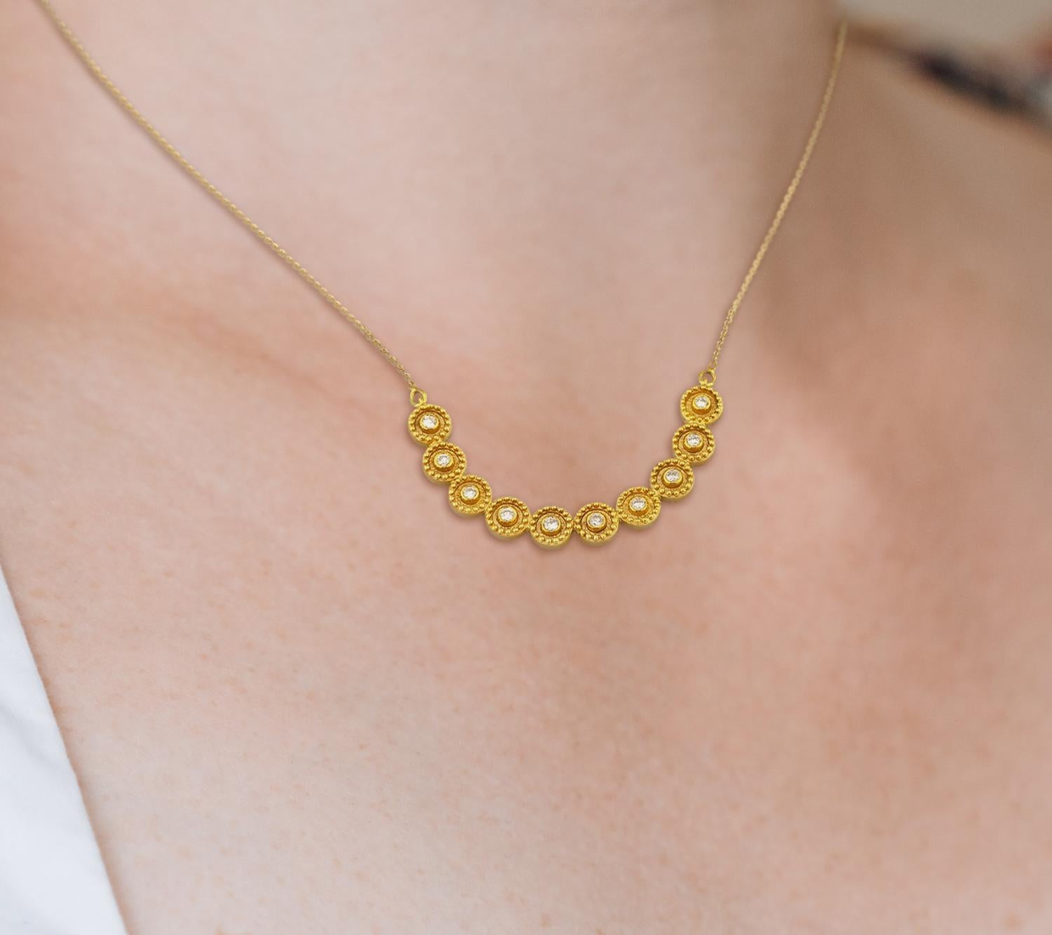 Collar Colgante Cadena Redonda Diamantes Oro Amarillo 18 Kilates Georgios Collections en venta 7