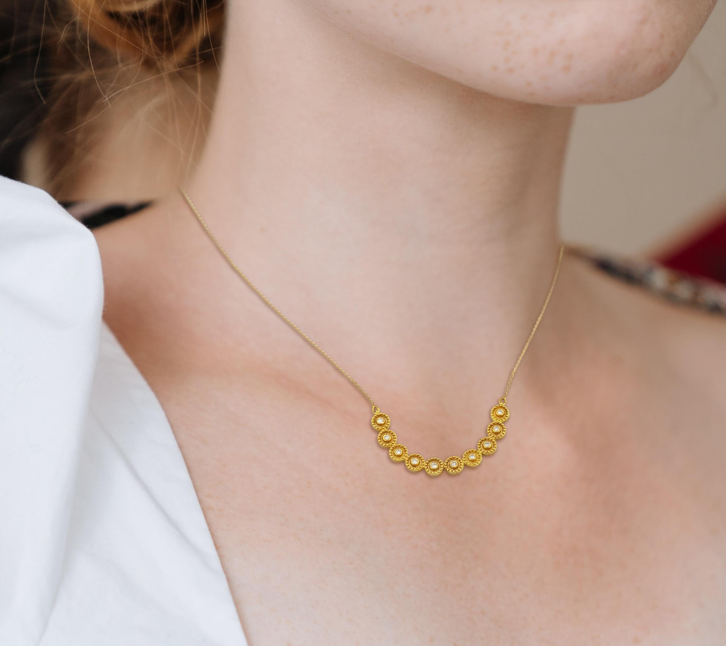 Collar Colgante Cadena Redonda Diamantes Oro Amarillo 18 Kilates Georgios Collections Contemporáneo en venta