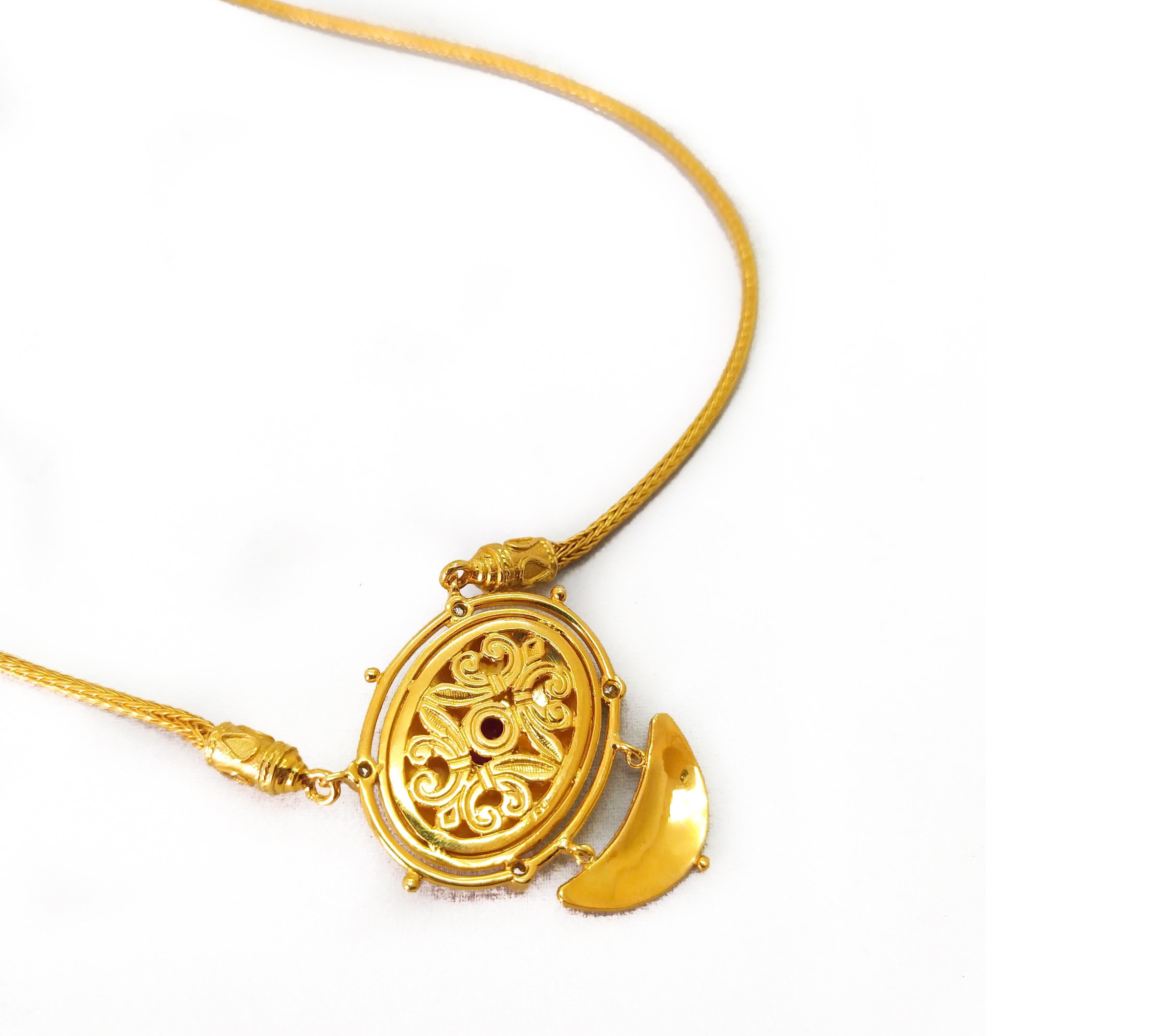 Georgios Collections Collar Colgante Gota Diamante Rubí Oro Amarillo 18 Kilates en venta 3