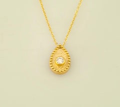 Georgios Collections 18 Karat Yellow Gold Diamond Teardrop Pendant Necklace