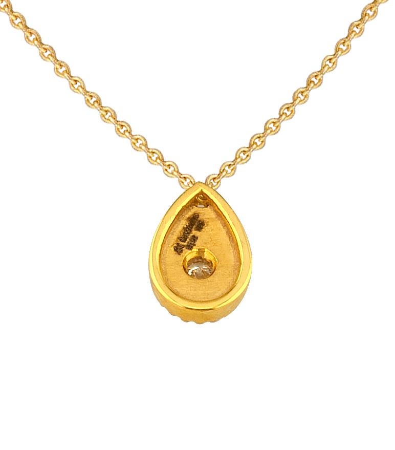 Brilliant Cut Georgios Collections 18 Karat Yellow Gold Diamond Teardrop Pendant Necklace For Sale