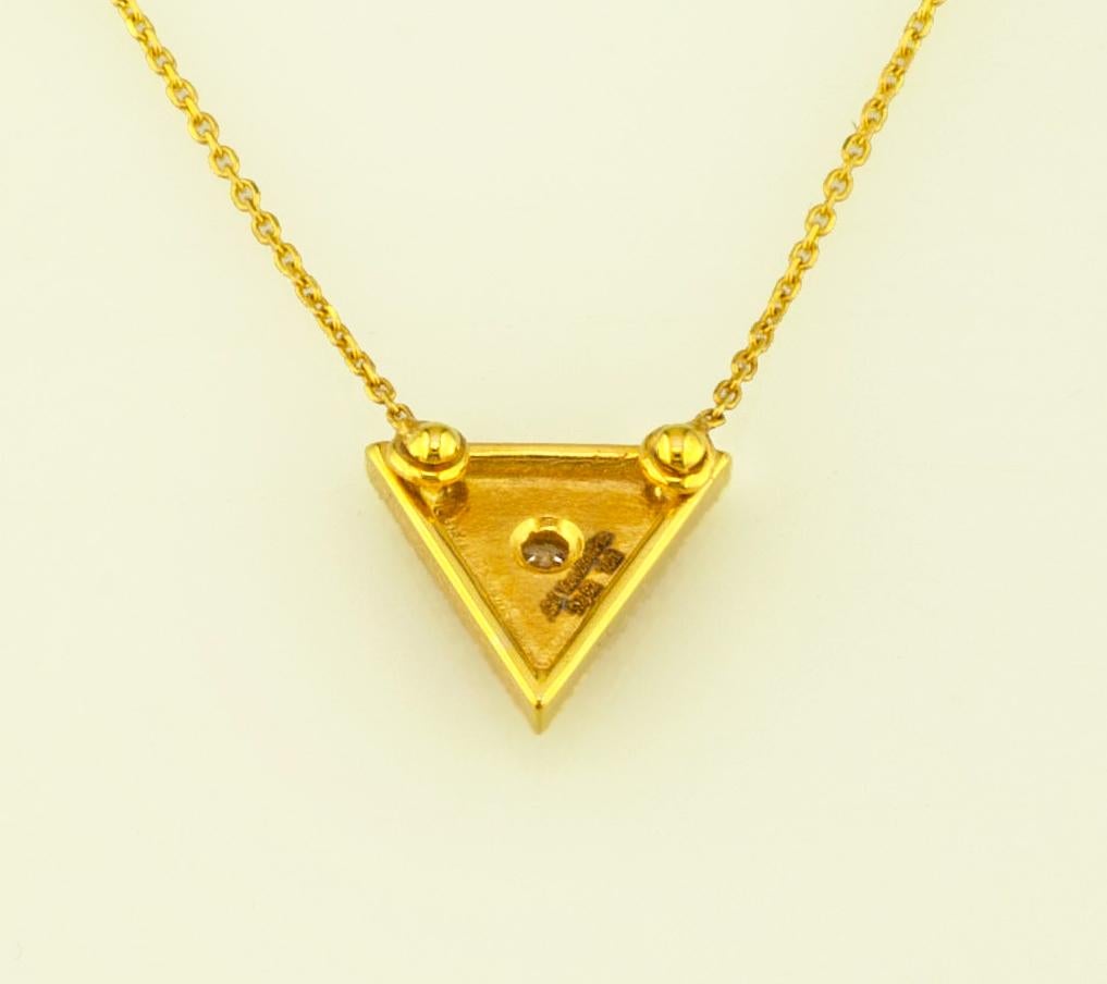 Georgios Collections 18 Karat Yellow Gold Diamond Triangle Pendant Necklace For Sale 4