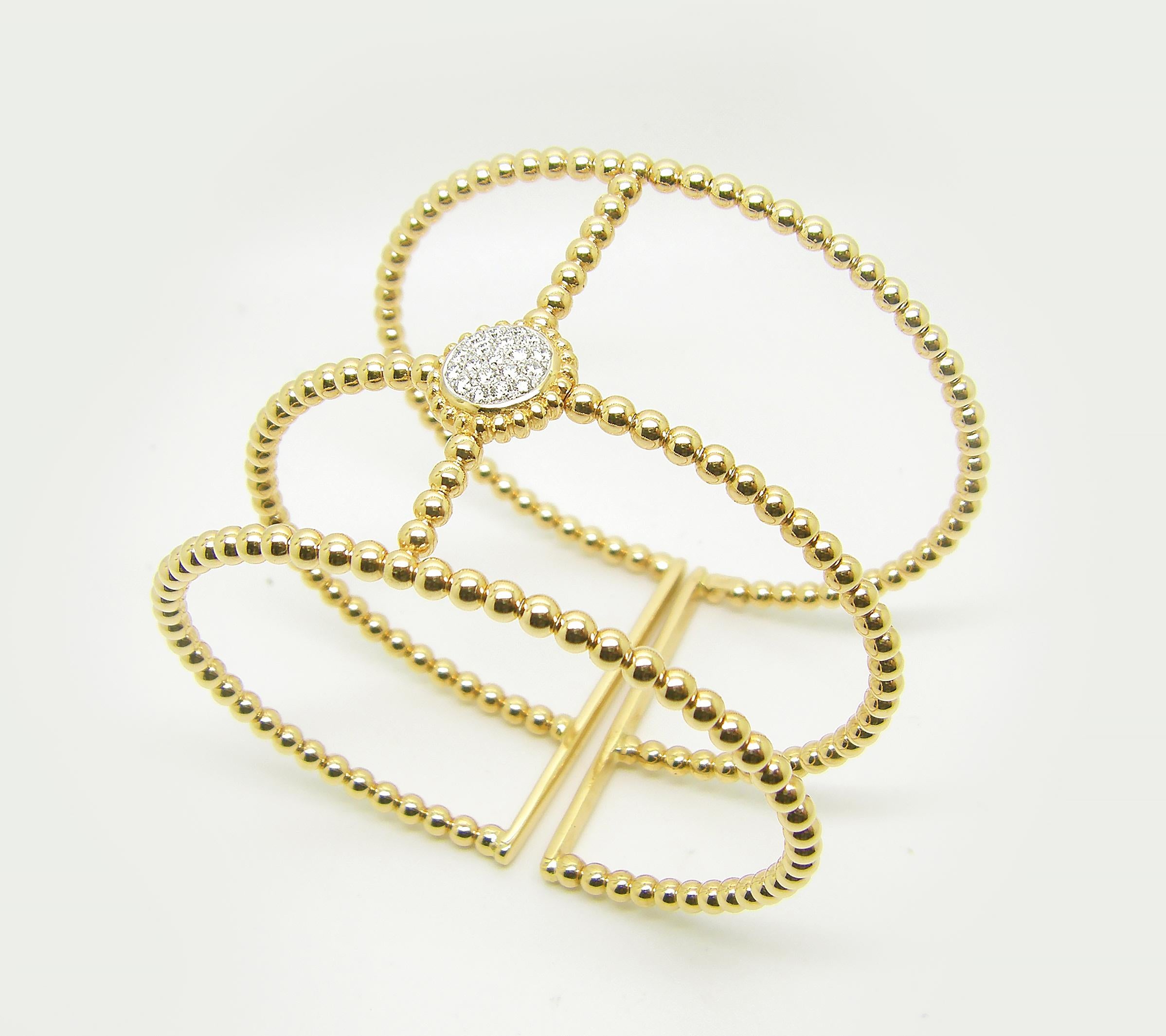 Georgios Collections Bracelet manchette large en or jaune 18 carats avec diamants en vente 4