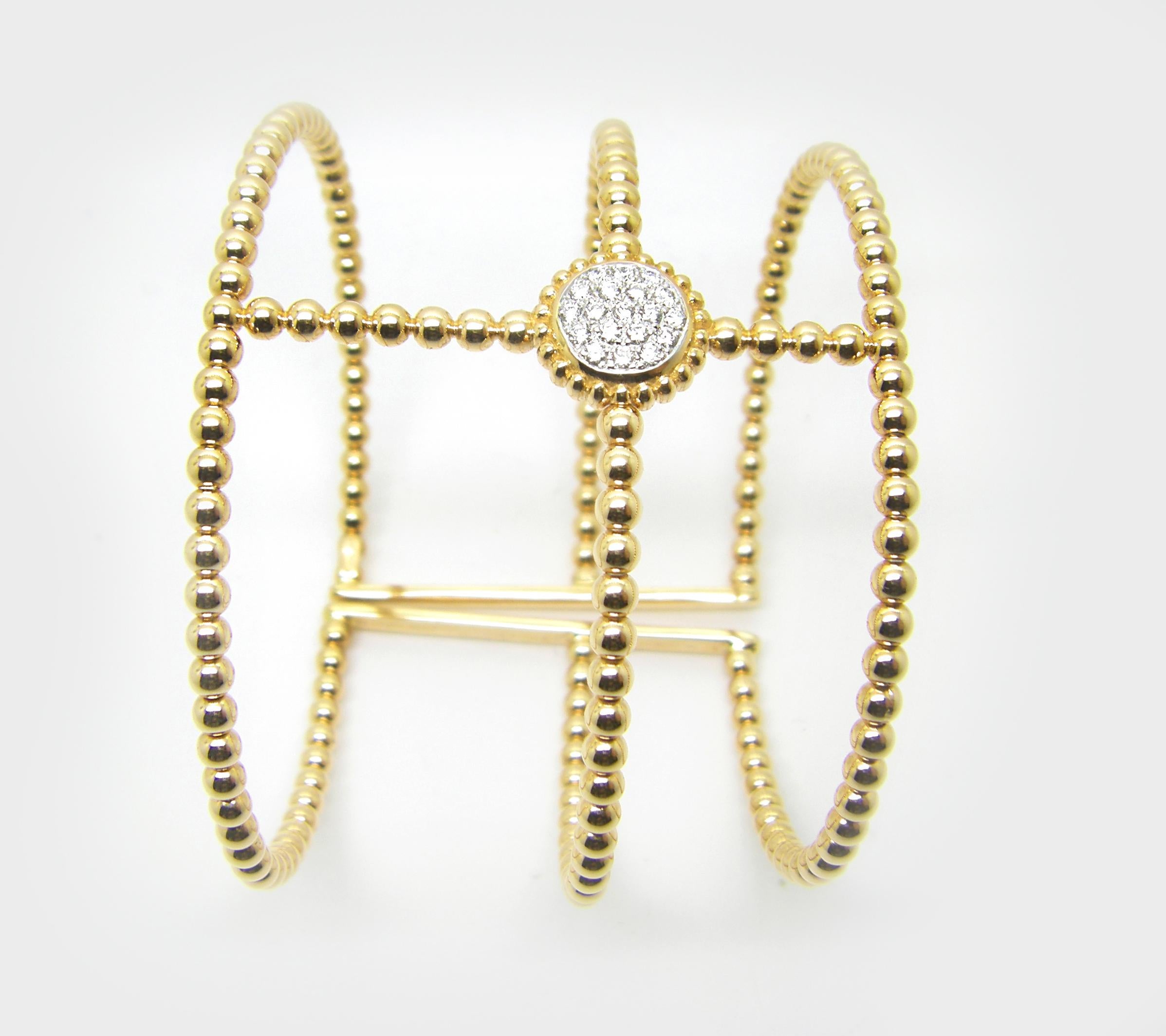 Georgios Collections 18 Karat Yellow Gold Diamond Wide Bangle Cuff Bracelet For Sale 3