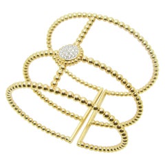 Georgios Collections 18 Karat Yellow Gold Diamond Wide Bangle Cuff Bracelet