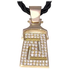 Georgios Collections Collar Colgante Llave Griega Diamantes Oro Amarillo 18 Kilates