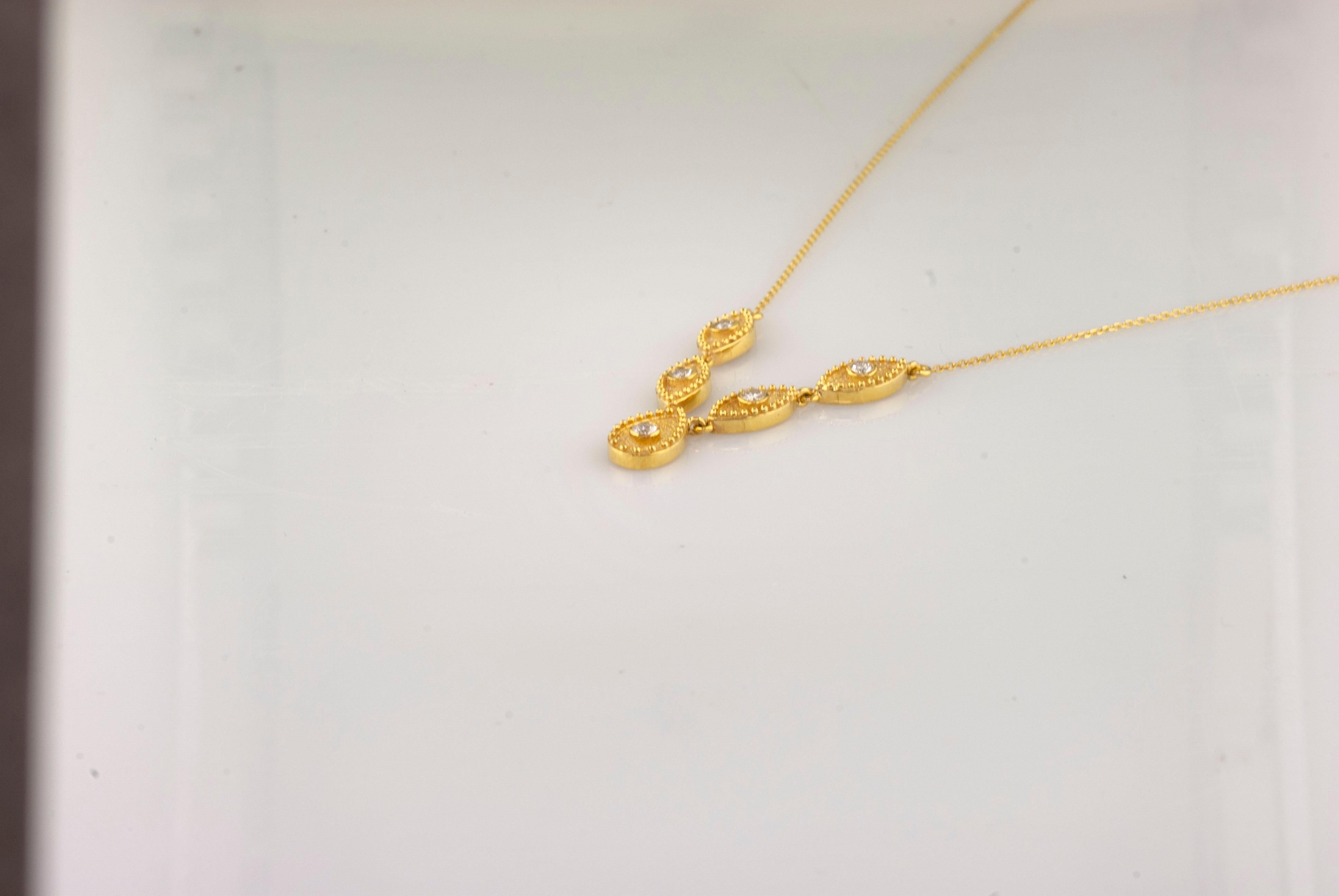 Georgios Kollektionen: 18 Karat Gelbgold Tropfen-Diamant-Anhänger und Halskette im Angebot 4