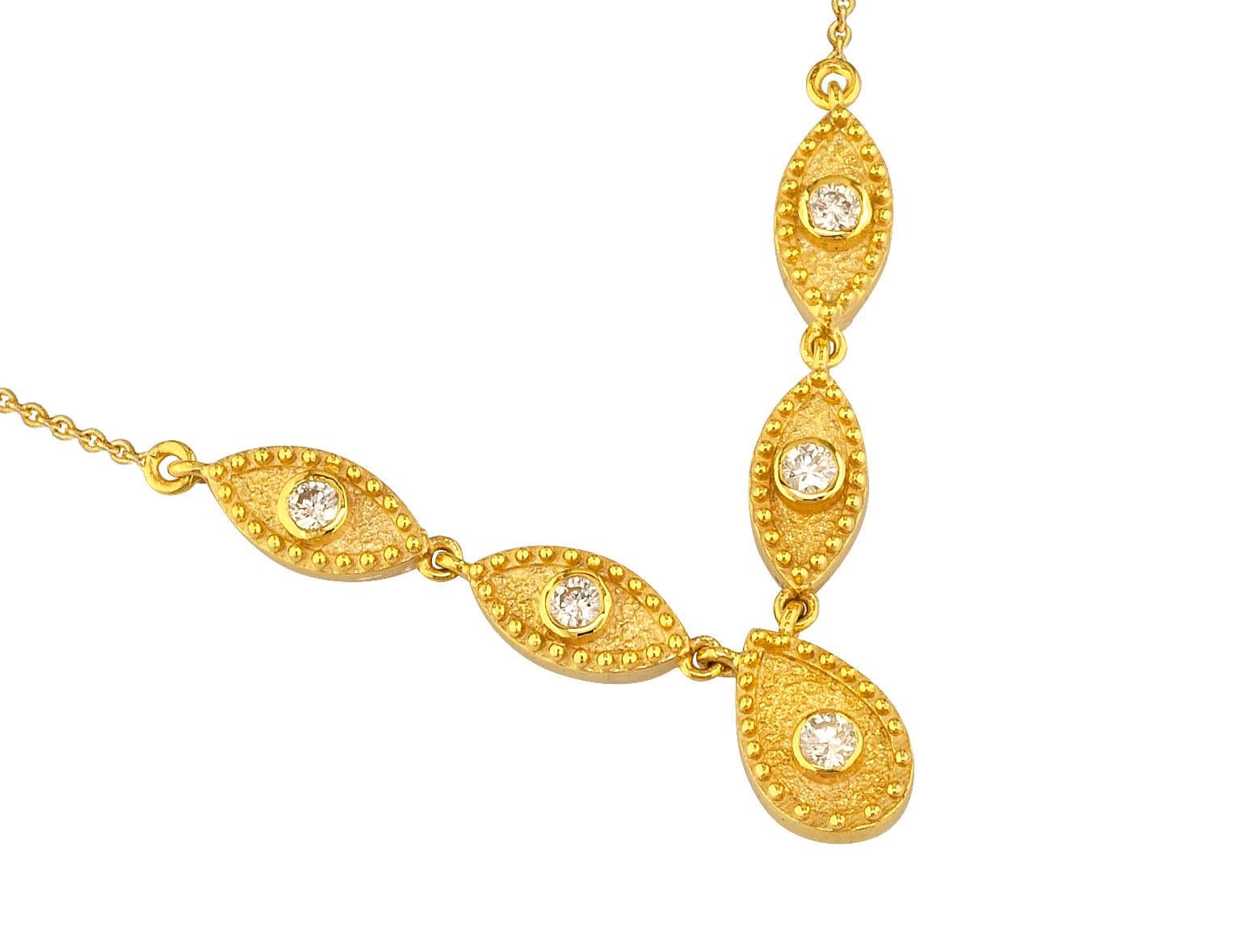 Georgios Kollektionen: 18 Karat Gelbgold Tropfen-Diamant-Anhänger und Halskette im Angebot 5