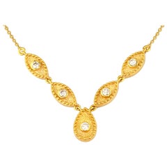Georgios Collections 18 Karat Yellow Gold Drop Diamond Pendant and Necklace