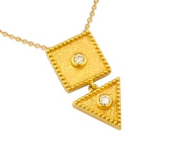 Georgios Collections 18 Karat Yellow Gold Drop Diamond Pendant Necklace Chain