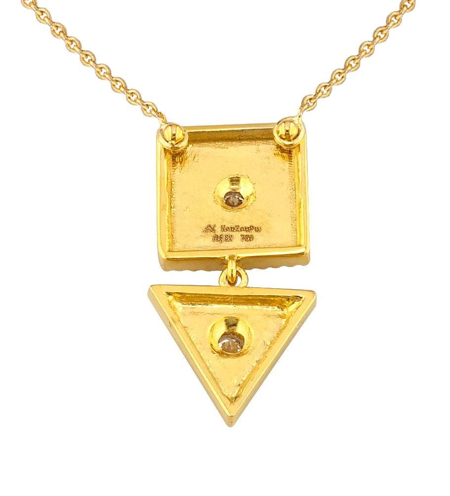Women's Georgios Collections 18 Karat Yellow Gold Drop Diamond Pendant Necklace Chain For Sale