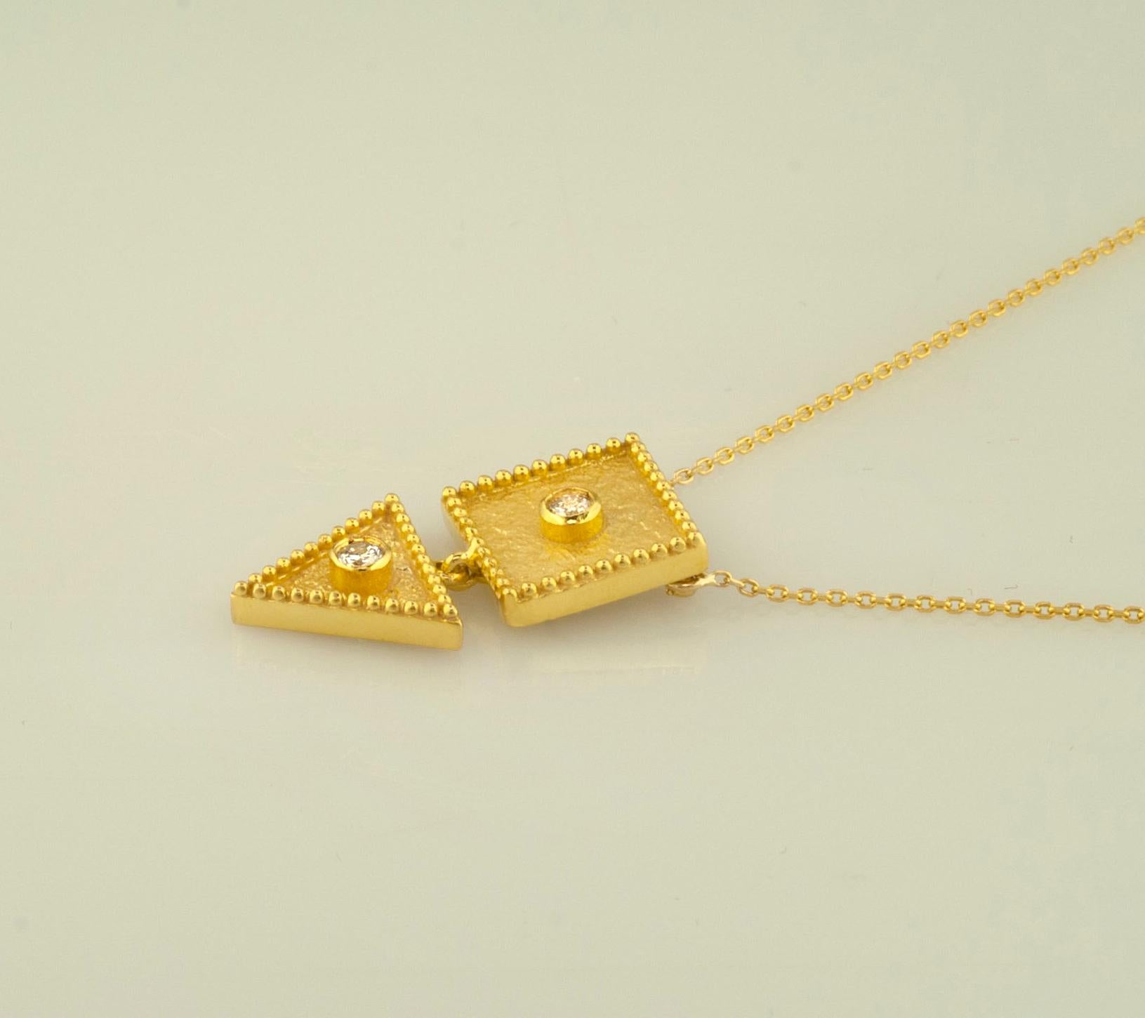 Georgios Collections Collier à pendentif en or jaune 18 carats avec diamants en forme de goutte en vente 3