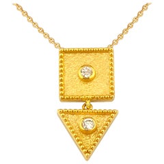 Georgios Collections 18 Karat Yellow Gold Drop Diamond Pendant Necklace Chain