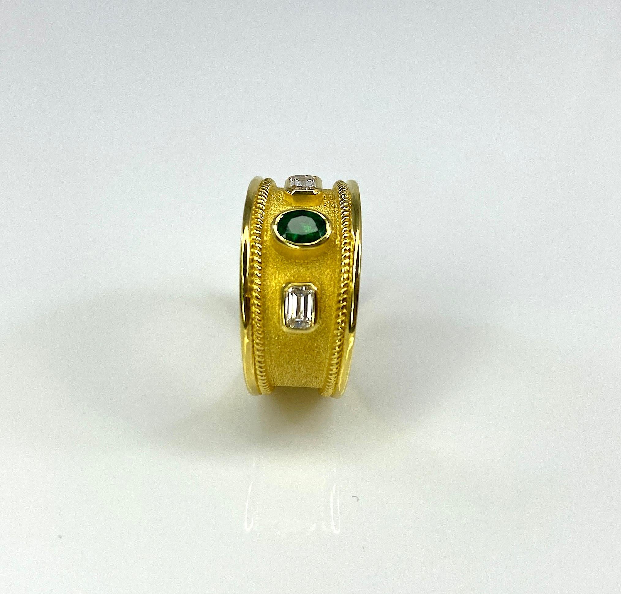 Georgios Collections 18 Karat Yellow Gold Emerald and White Diamond Ring For Sale 7