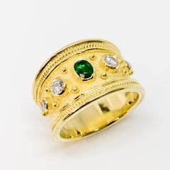 Georgios Collections 18 Karat Yellow Gold Emerald and White Diamond Ring