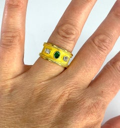 Georgios Collections 18 Karat Yellow Gold Emerald and White Diamond Ring