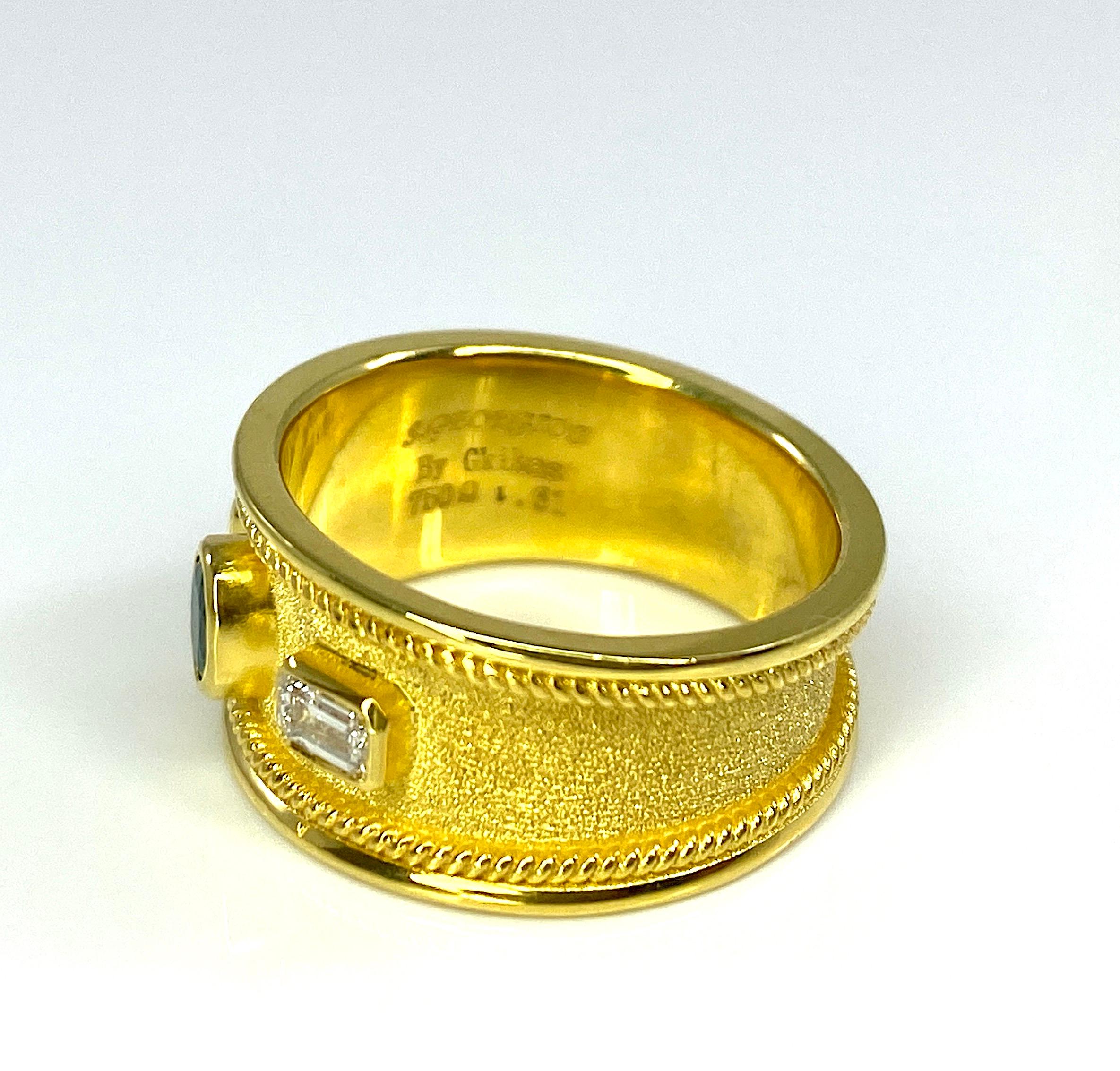 Bague collection Georgios en or jaune 18 carats, émeraude et diamant blanc Neuf - En vente à Astoria, NY