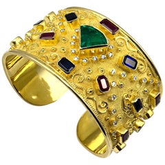 Georgios Collections Pulsera de Oro Amarillo de 18 Kilates Esmeralda Rubí Zafiro Diamante