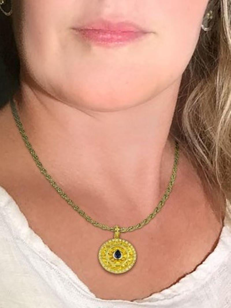 Georgios Collections 18 Karat Yellow Gold Emerald Sapphire Ruby Pendant Enhancer For Sale 8