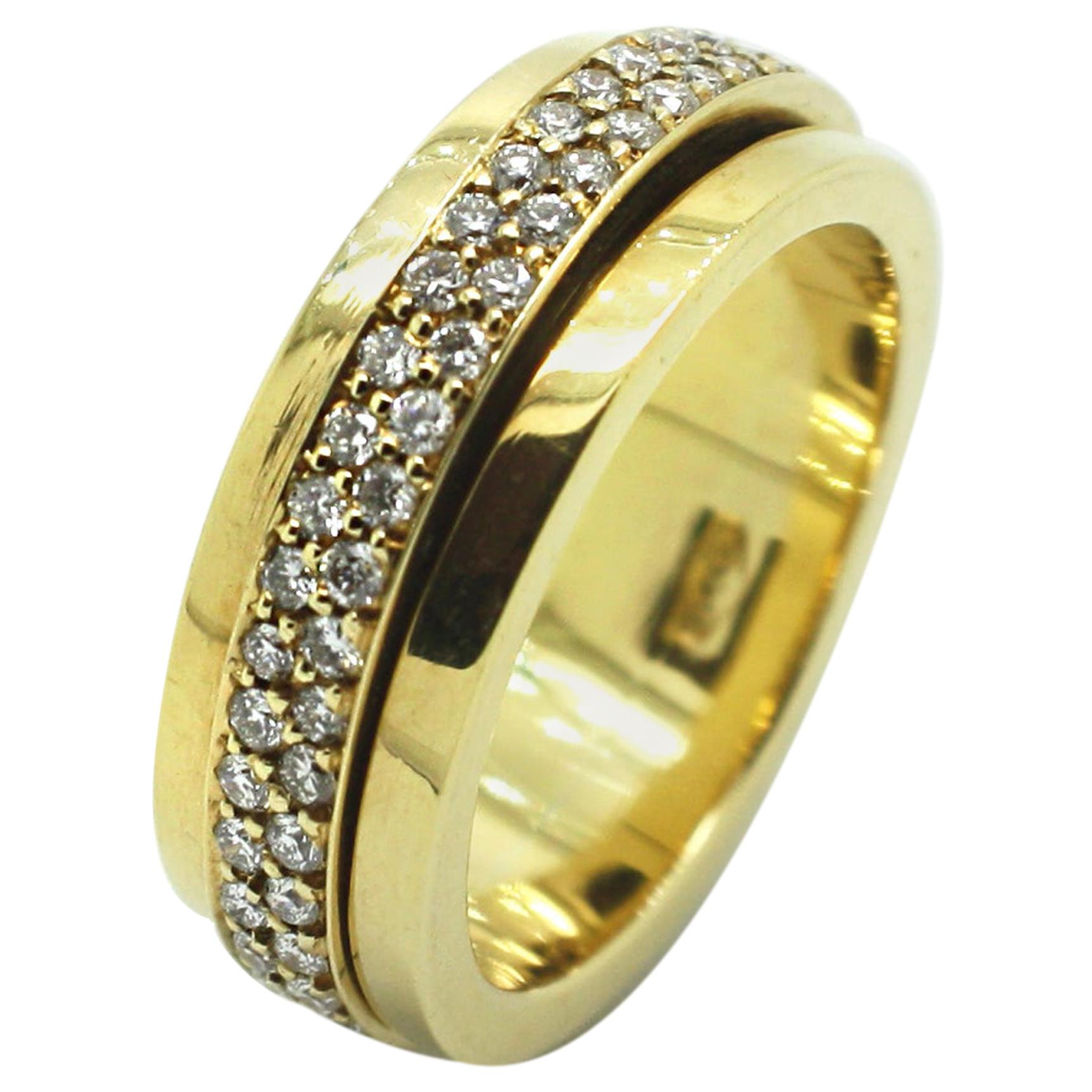 Georgios Collections 18 Karat Yellow Gold Eternity Spinning Diamond Band Ring For Sale