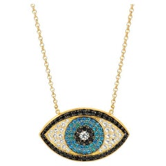 Colgante Georgios Collections Oro Amarillo 18 Kilates Mal de Ojo Azul y Diamante Negro