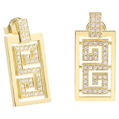 Georgios Collections 18 Karat Yellow Gold Greek Key Design Diamond Earrings Georgios Collections 18 Karat Yellow Gold Greek Key Design Diamond Earrings