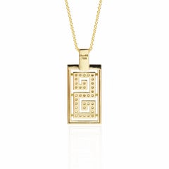 Georgios Collections 18 Karat Gelbgold Griechischer Schlüssel Design Diamant-Anhänger