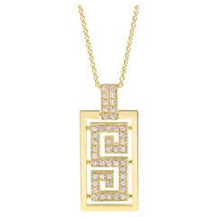 Georgios Collections 18 Karat Gelbgold Griechischer Schlüssel Design Diamant-Anhänger